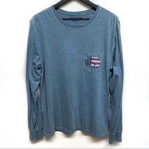 Southern Grit Men's Long Sleeve Teal Flag Bear Accent L 42/44